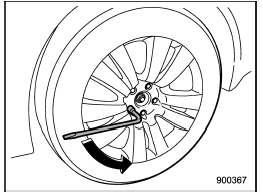 8. Loosen the wheel nuts using the wheel