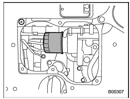 7. Remove the oil filter with an oil filter