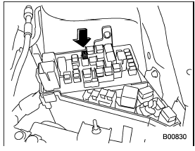 The fuse puller is stored in the main fuse