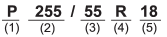 (1) P = Certain tire type used on