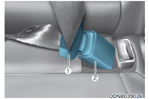 Second row center seatbelt (3-point rear center seat belt)