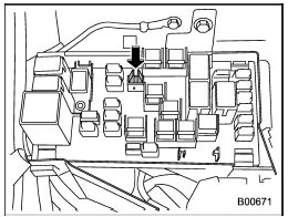 The fuse puller is stored in the main fuse