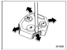 3. Open the transmitter case by releasing