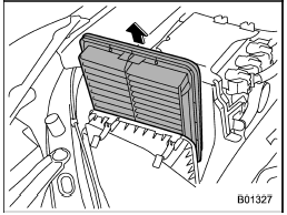 2. Open the air cleaner case and remove