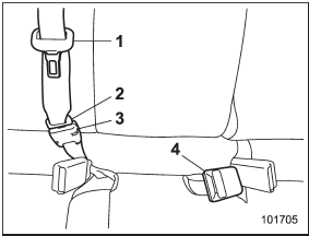 1) Center seatbelt tongue plate