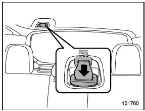 Rear center seatbelt is stowed in the