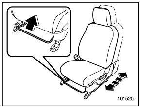Pull the lever upward and slide the seat to