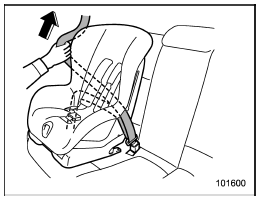 7. Take up the slack in the lap belt.