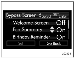 4. Select “On” or “Off” by operating the