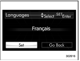 5. Select “Set” by operating the