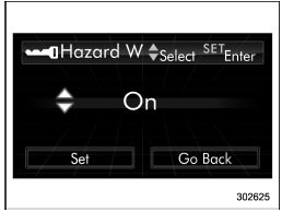 4. Select “On” or “Off” by operating the