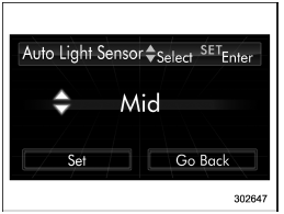 4. Select the preferred setting by operating