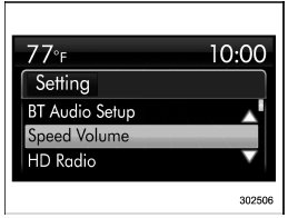 1. Select the “Speed Volume” menu.