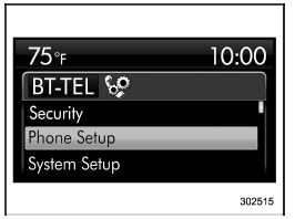 Select the “Phone Setup” menu. Then you