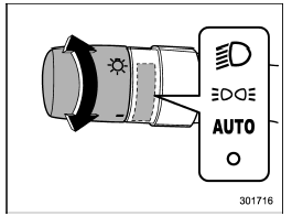 To turn on the headlights, turn the knob on