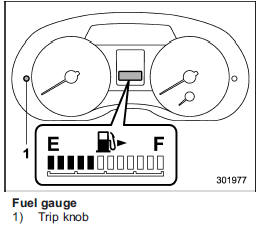 The fuel gauge is displayed when the