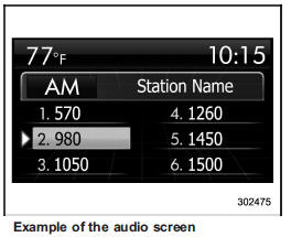 This screen displays the current audio