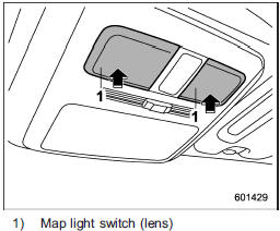 To turn on the map light, push the lens.