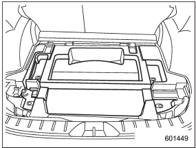 The storage compartment is located under