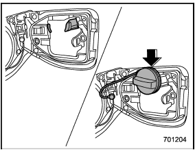 3. Set the fuel filler cap on the cap holder