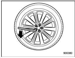 8. Loosen the wheel nuts using the wheel