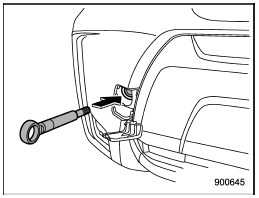 3. Screw the towing hook into the thread