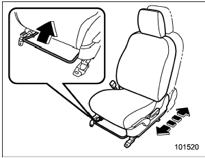 Pull the lever upward and slide the seat to