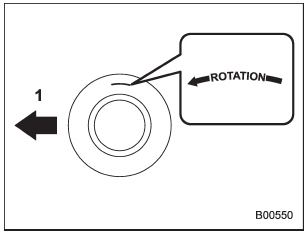 Example of tire rotation direction mark