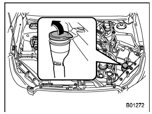 Remove the washer tank filler cap, then