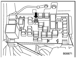 The fuse puller is stored in the main fuse