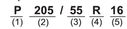 (1) P = Certain tire type used on